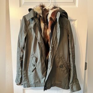 American Eagle Outfitters Women’s 2-in-1 Fur Vest and Utility Jacket